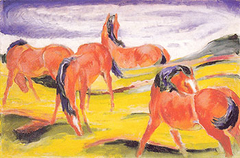 Grazing Horses III 1910 - Franz Marc reproduction oil painting