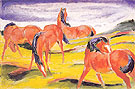 Grazing Horses III 1910 - Franz Marc reproduction oil painting