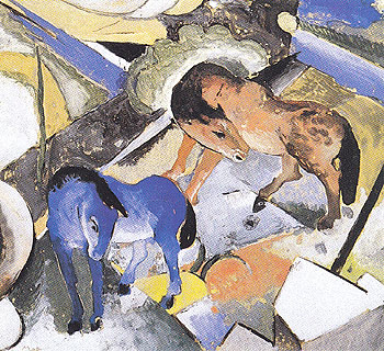Two Horses in a Landscape 1912 - Franz Marc reproduction oil painting