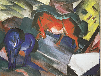 Red Horse and Blue Horse 1912 - Franz Marc reproduction oil painting