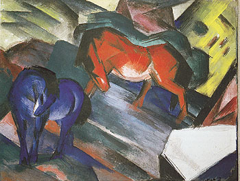 Red Horse and Blue Horse 1912 - Franz Marc reproduction oil painting