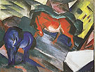 Red Horse and Blue Horse 1912 - Franz Marc reproduction oil painting