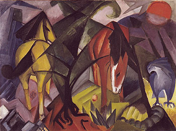 Horses and an Eagle 1912 - Franz Marc reproduction oil painting