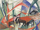 Landscape with Black Horses 1913 - Franz Marc reproduction oil painting