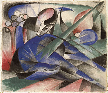Dreaming Horse 1913 - Franz Marc reproduction oil painting