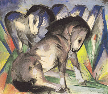 Two Horses 1913 - Franz Marc reproduction oil painting