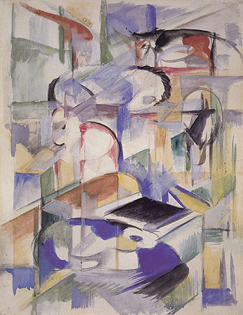 Composition with Animals 1913 - Franz Marc reproduction oil painting