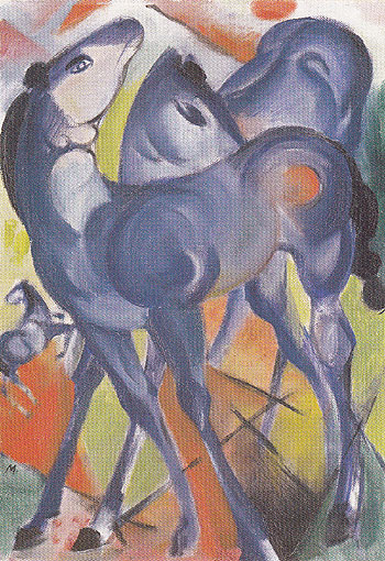 Blue Foals 1913 - Franz Marc reproduction oil painting