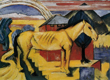 The Long Yellow Horse 1913 - Franz Marc reproduction oil painting