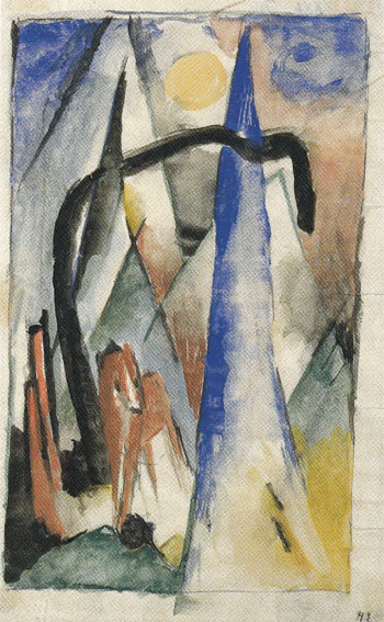 Horse in a Landscape with Pointed Forms 1913 - Franz Marc reproduction oil painting