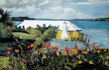 Flower Garden and Bungalow Bermuda - Winslow Homer reproduction oil painting