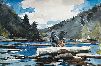 Hudson River Logging 1892 - Winslow Homer reproduction oil painting