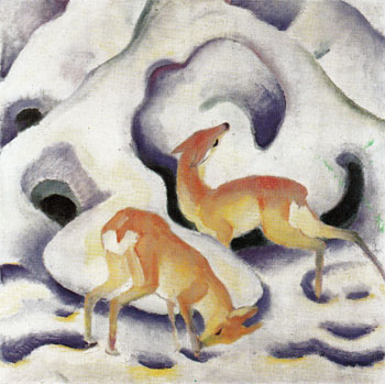 Deer in the Snow - Franz Marc reproduction oil painting
