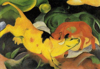 Cows Yellow Red Green 1912 - Franz Marc reproduction oil painting