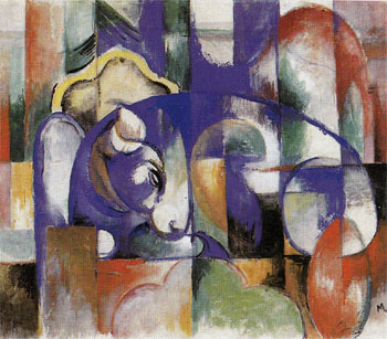 Lying Bull 1913 - Franz Marc reproduction oil painting