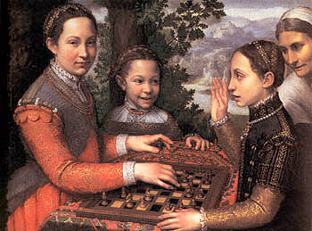 Three Sisters Playing Chess 1555 - Sofonisba Anguissola reproduction oil painting