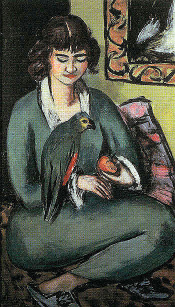 Quappi with Parrot 1936 - Max Beckmann reproduction oil painting