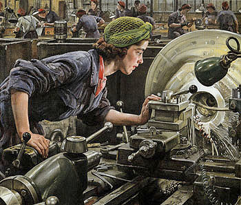 Ruby Loftus Screwing a Breech Ring 1943 - Dame Laura Knight reproduction oil painting