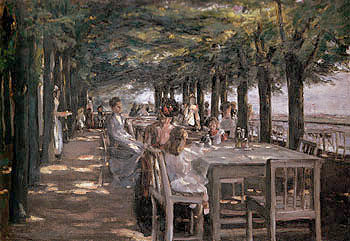Terrace at the Restaurant Jacob in Niestedten on the Elbe 1902 - Max Liebermann reproduction oil painting