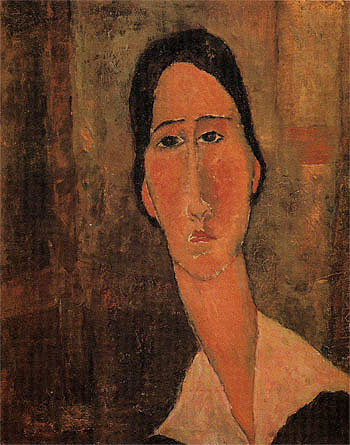 Jeanne Hebuterne with White Collar 1919 - Amedeo Modigliani reproduction oil painting