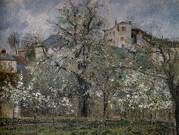 The Vegetable Garden with Trees in Blossom Spring Pontoise 1877 - Camille Pissarro reproduction oil painting