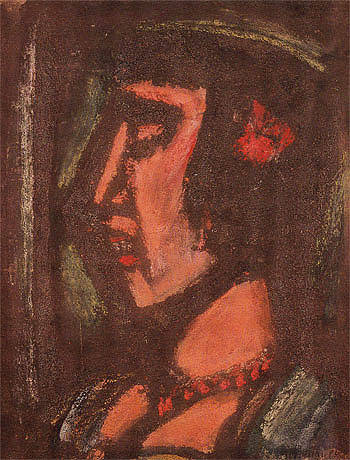 Bust of a Woman Wearing a Necklace 1930 - George Rouault reproduction oil painting