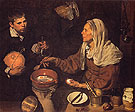 An Old Woman Cooking Eggs 1618 - Diego Velasquez reproduction oil painting