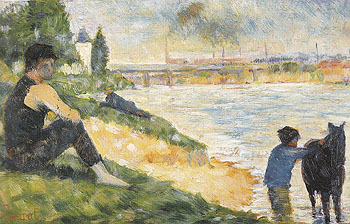 Study for Une baignade Le Cheval Noir 1883 - Georges Seurat reproduction oil painting