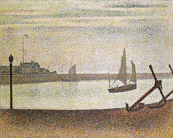 The Channel at Gravelines Evening 1890 - Georges Seurat reproduction oil painting