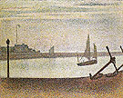 The Channel at Gravelines Evening 1890 - Georges Seurat reproduction oil painting