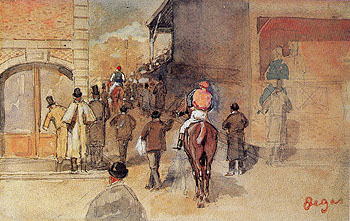 Leaving the Paddock c1866 - Edgar Degas reproduction oil painting
