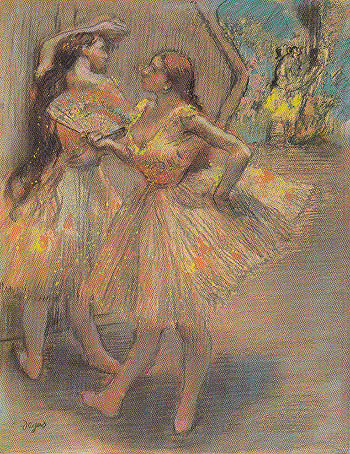Two Dancers in the Wings c1880 - Edgar Degas reproduction oil painting