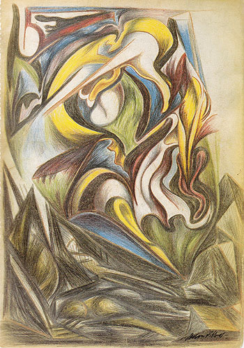 Untitled from Sketchbook c1938 - Jackson Pollock reproduction oil painting