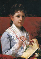 Mary Ellison Embroidering 1877 - Mary Cassatt reproduction oil painting