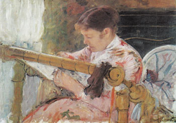 Lydia Working at a Tapestry Frame c1881 - Mary Cassatt reproduction oil painting