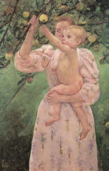 Child Picking a Fruit 1893 - Mary Cassatt reproduction oil painting
