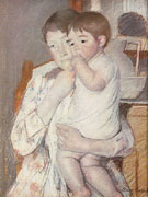 Baby on his Mothers Arm Sucking his Finger 1889 - Mary Cassatt reproduction oil painting