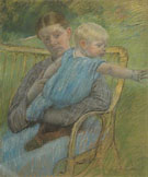 Mathilde Holding a Baby Who Reaches out to the Right c1889 - Mary Cassatt reproduction oil painting