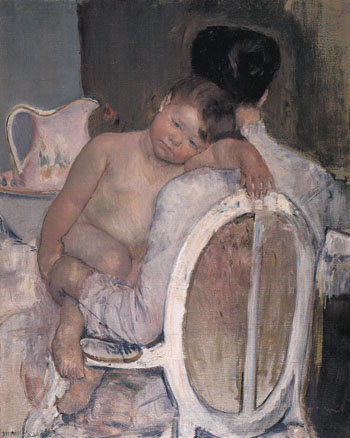 Mother Holding a Child in Her Arms c1890 - Mary Cassatt reproduction oil painting