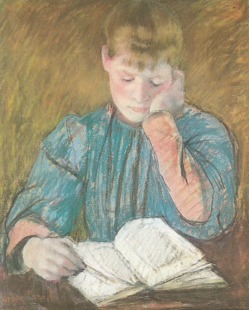 The Pensive Reader c1894 - Mary Cassatt reproduction oil painting