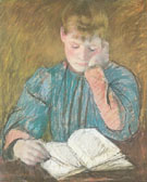 The Pensive Reader c1894 - Mary Cassatt reproduction oil painting