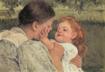 Maternal Caress 1896 - Mary Cassatt reproduction oil painting