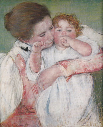 Little Ann Sucking her Finger Embraced by her Mother 1897 - Mary Cassatt reproduction oil painting