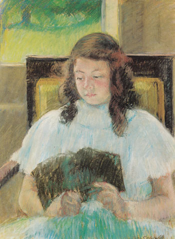 Young Girl Reading c1900 - Mary Cassatt reproduction oil painting