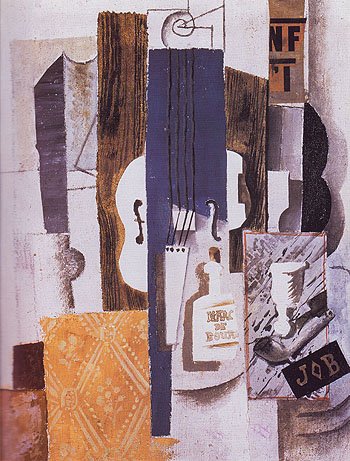 Violin Bottle and Glass 1913 - Pablo Picasso reproduction oil painting