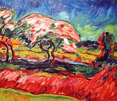 Flowering Trees 1909 - Karl Schmidt-Rottluff reproduction oil painting