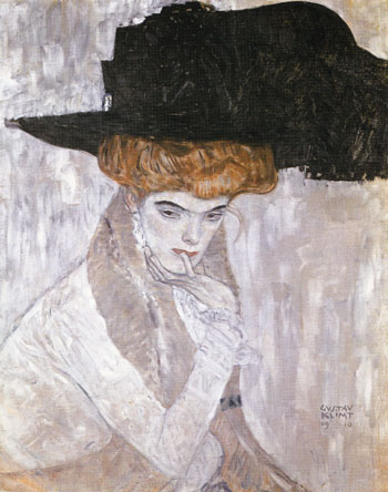Lady with Hat and Feather Boa 1910 - Gustav Klimt reproduction oil painting