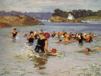 The Swimming Lesson - Edward Henry Potthast reproduction oil painting