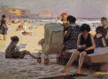 Baby Carriage on Beach - Edward Henry Potthast reproduction oil painting