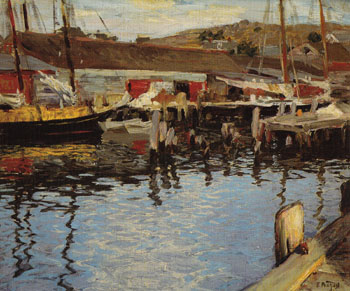 The Harbor and Dock - Edward Henry Potthast reproduction oil painting